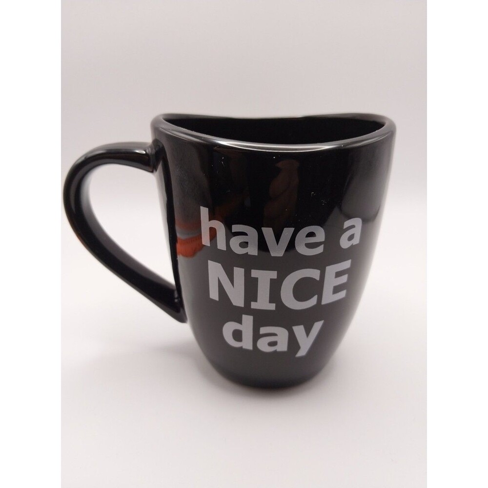Black Ceramic Coffee Mug Have a Nice Day Funny Novelty Gift Cup for Kitchen